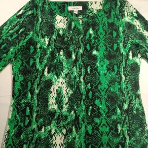 Calvin Klein Vibrant Green and Black Patterned Top